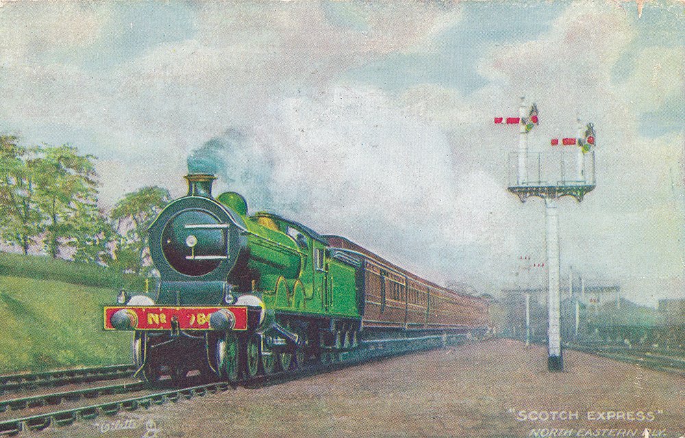 Vintage Postcard featuring the Flying Scotsman train.