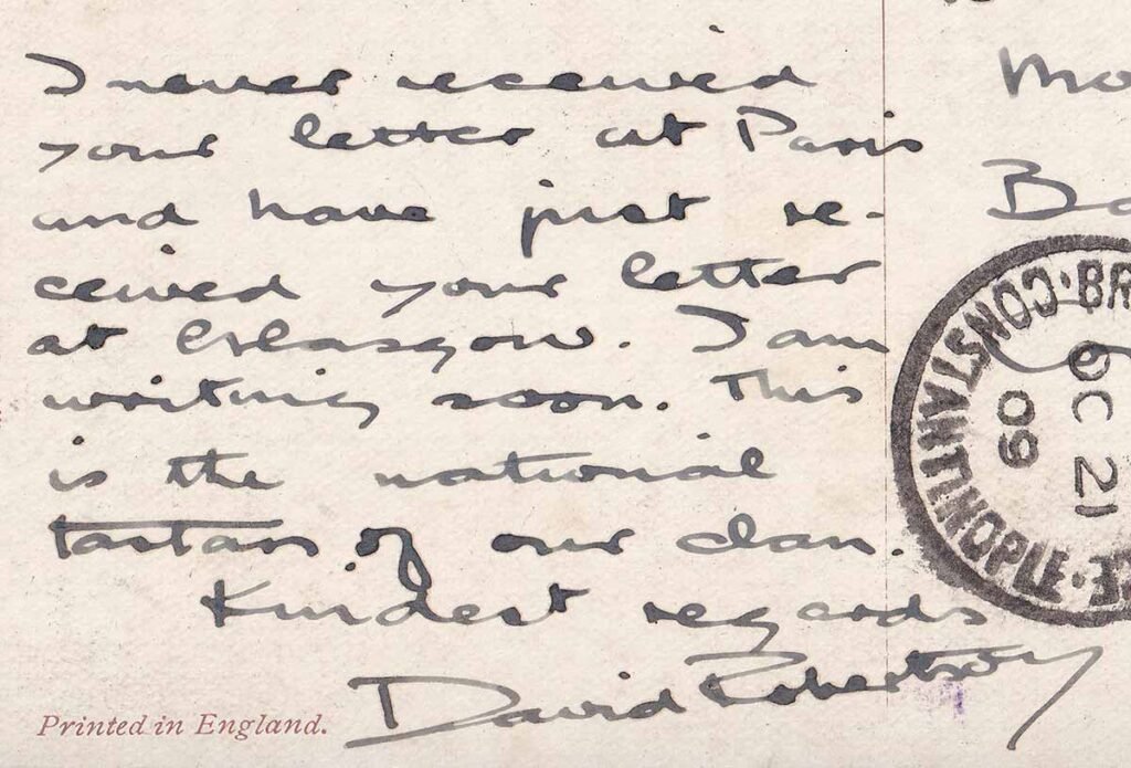 Clan Robertson Tartan Postcard - message
